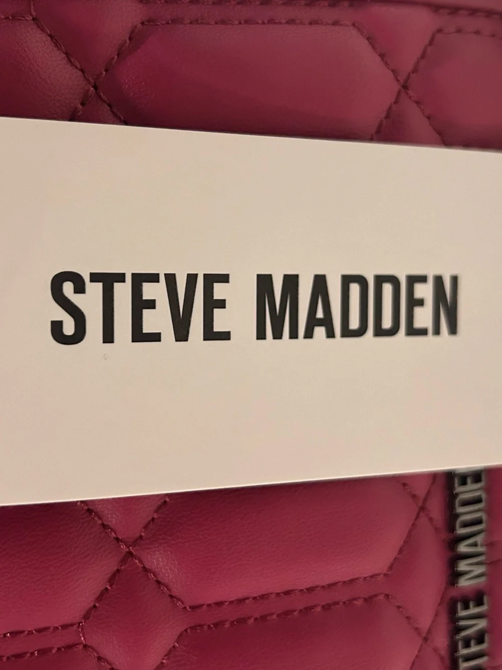 “New” Steve Madden Stylish Quilted Top-Handle Bag in Fuchsia with Scarf Accent